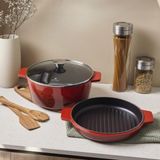Aryıldız Duo Cast Iron Tencere Kırmızı 28CM - Bordo