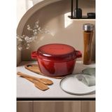 Aryıldız Duo Techniq Iron Döküm Derin Tencere Kırmızı 24CM - 24 cm