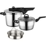 Aryıldız Easy Quick 4+6 Lt Bio Granit Düdüklü Tencere Seti 5 Parça Hacim 18 L - Bordo