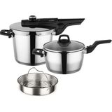 ArYıldız Easy Quick Kanka Düdüklü Tencere Seti 6 lt + 4 lt Gri Paslanmaz Çelik Malzeme - 5 lt