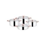 Aryıldız King Rose Gold Cam 8 Parça Çelik Tencere Seti