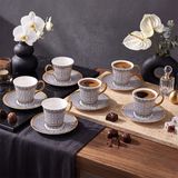 Aryıldız Kingham 12 Parça 6 Kişilik Kahve Fincan Takımı Siyah 90 ml