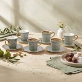 Aryıldız Kingham 12 Parça 6 Kişilik Kahve Fincan Takımı Yeşil 90 ml