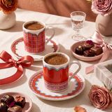 Aryıldız Lura 4 Parça 2 Kişilik Kahve Fincan Takımı Turuncu 90 ml