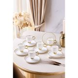 Aryıldız Margaux Gold 12 Parça 6 Kişilik Porselen Kahve Fincan Takımı - 90 ml