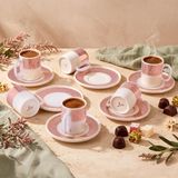 Aryıldız Nova 12 Parça 6 Kişilik Kahve Fincan Takımı Pembe 90 ml