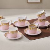 Aryıldız Peony Pembe Kahve Fincan Takımı 12 Parça
