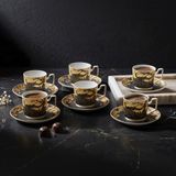 Aryıldız Peony Siyah 12 Parça 6 Kişilik Kahve Fincan Takımı