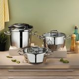 Aryıldız Touch & Cook Kanka Düdüklü Tencere Seti 3+4,5+6 Litre - 2,5 - 4,5 L Set - Açık Gri