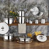 Aryıldız Vento Prestige 20 Parça Ideal Çeyiz Tencere Set Çelik Metal Steel Kapak Ar20867 Gümüş