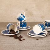 Aryıldız Wave Blue 6 Kişilik Türk Kahve Fincan Takımı 90 ml - Mavi