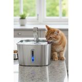 Aryuper 2.2 L Göstergeli Paslanmaz Çelik Kedi Köpek Için Su Pınarı Su Çeşmesi Su Sebili B20 - Gri