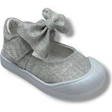 Arzen Bebe 120-26 Simli Papyonlu Cırtlı Anatomik Kız Bebek Ayakkabısı 19-23 - Gümüş