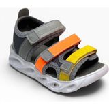 Arzen Bebe 230-26 3 Cırtlı Işıklı Anatomik Çocuk Sandalet Gri Turuncu Sarı 26-30