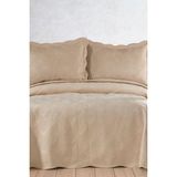 Arzen Nakışlı Kadife Çift Kişilik Yatak Örtüsü 250X260 Bej - 250 x 260 cm