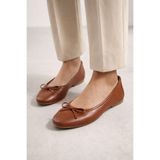 Arzillo Velina Kadın Hakiki Deri Fiyonklu Taba Kadın Babet Ayakkabı