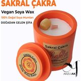 Arzu Ak Meditasyon Serisi Sakral Çakra Dengeleyici Doğal Soya Mumu - Doğal Taş Ilaveli Enerji Mumu - Turuncu