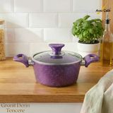 Arzu Çelik 18 Cm Granit Derin Tencere Cam Kapak - Violet