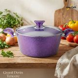 Arzu Çelik 24 Cm Granit Derin Tencere Cam Kapak - Violet