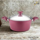 Arzu Çelik 24 cm Granit Derin Tencere Çelik Kapak - Mürdüm