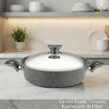 Arzu Çelik 28 Cm Granit Karnıyarık & Pilav Tenceresi Çelik Kapak - Gri