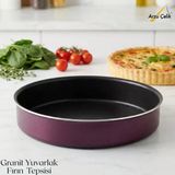 Arzu Çelik 30 cm Granit Yuvarlak Fırın Tepsisi - Mürdüm