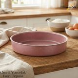 Arzu Çelik 30 cm Granit Yuvarlak Fırın Tepsisi - Pembe