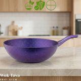 Arzu Çelik 32 cm Granit Wok Tava - Violet