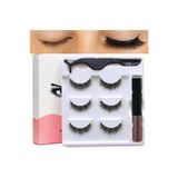 Arzu Güzel Cosmetics İpek Kirpik Görünümlü Manyetik Mıknatıslı Takma Kirpik 3'Lü Full Set