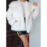 Arzu Has Butik Yeni Sezon Şal Yaka Premium Kırık Beyaz Suni Kürk Mont