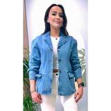 Arzu Özel Moda Atölyesi Mevsimlik Düşük Omuz Regular Fit Blazer Kot Ceket. - Kot Ceket Mavi - 38