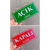 Arzuca Konsept Açık Kapalı Yazısı | Açık Kapalı Tabelası | Mağaza Kapı Yönlendirme Levhası (Ahşap)