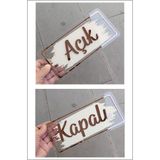 Arzuca Konsept Açık Kapalı Yazısı | Açık Kapalı Tabelası | Mağaza Kapı Yönlendirme Levhası Rose Gold Renk (Pleksi)