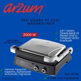 Arzum 1000 Watt Pro Izgara ve Tost Makınesı - Inox