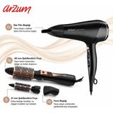 Arzum AR5099 Black Motion 2200W Saç Kurutma Makinesi + AR5063 Volume Pro Hava Üflemeli Saç Şekillendirici Seti - Siyah