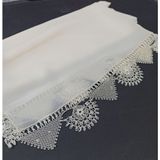 Arzum Çeyiz El Işi Iğne Oyası Mevlüt Başörtüsü 140 * 70 cm Boyutunda - Krem Yarım Ay Model