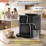 Arzum OK0028 Okka Espresso Pro M Tam Otomatik Espresso Makinesi, 11 Sıcak ve Soğuk Içecek, Krom - Siyah