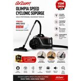Arzum Olimpia Pro Siyah Elektrikli Süpürge 800W Hepa 13 Filtreli Toz Torbasız Süpürge