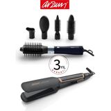 Arzum Revolution Hava Üflemeli 5'i 1 Arada Şekillendirici + Arzum Mona Sense Geniş Saç Düzleştirici - Siyah - Altın