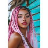 arzuperuk peruk ve saç atölyesi Afrika Örgülük Ombreli Sentetik Saç 100 Gr. - Koyu Pembe / Açık Pembe / Pembe