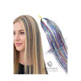 arzuperuk peruk ve saç atölyesi Hair Tinsel - Saç Simi - Simli Karışık Renkli - (KATLANMIŞ) 60 Cm - Tek Tutam
