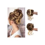 arzuperuk peruk ve saç atölyesi Tokalı Kuyruklu Dağınık Topuz - Açık Kumral Çiğ Dore Sarı Röfleli