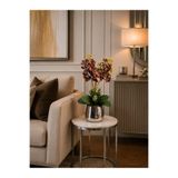 ArzzHome Cezve Saksı Çift Orkide Aranjmanı Kahverengi / Gümüş