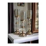 ArzzHome Dekoratif 3 Lü Kristal Şamdan & Mumluk Rose Gold