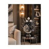 ArzzHome Küre Saksı Çiçek Aranjmanı Premium 4'lü Beyaz / Gümüş