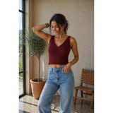 AS Anita Store Ajurlu Triko Crop Bluz V Yaka Kolsuz Yazlık Örgü Bluz