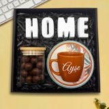 As Company Kişiye Özel Kiremit Fincan & Bambu Kapaklı Kavanozda Draje & Home Biblo Hediye Seti