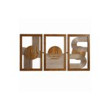 AS TASARIM LAZER 3 lü Set Bohem Serisi Ahşap Duvar Dekorasyon Tablo Toplam Ölçü 90x50 cm Ceviz Renk