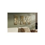 AS TASARIM LAZER 3'lü Premium Set Gold Aynalı Pleksi Kelebek Duvar Dekoru - 90x40 cm