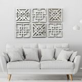 As Tasarım Lazer Desen001 Model Modern Tasarım Mdf Üzeri Akrilik Duvar Dekorasyon Ürünleri Gümüş Renk 40 x 40 cm 6 Parça